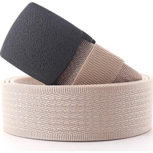 New Men&Women Canvas Belt Luxury Black POM Plastic Buckle Jeans Waist Belts Fashion Casual Stripes Waistband Male Tactical Strap
