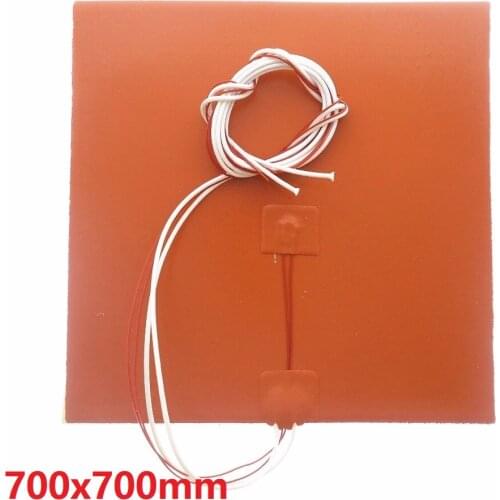 Silicone Heater 700x700mm 3D Printer Heating Pad Heated Bed 110v 1800w C/W Adhesive 100k 3950 Thermistor Electric Heating Pad
