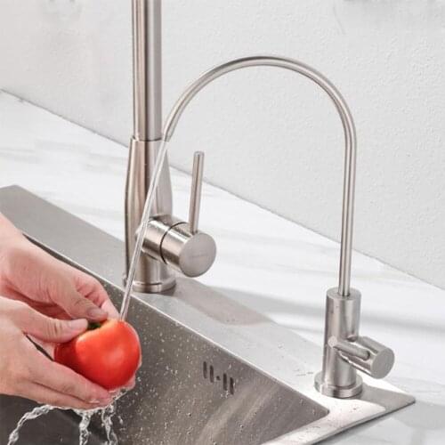 360 Degree Rotating Spout 1/4" Purified Water Faucet Stainless Steel Reverse Osmosis RO Drinking Water Filter System Faucet