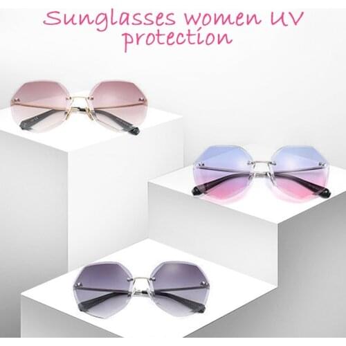 2021 Rimless vintage retro Sunglasses Women Brand Designer Sun Glasses Gradient Shades Cutting Lens Frameless Metal Eyeglasses