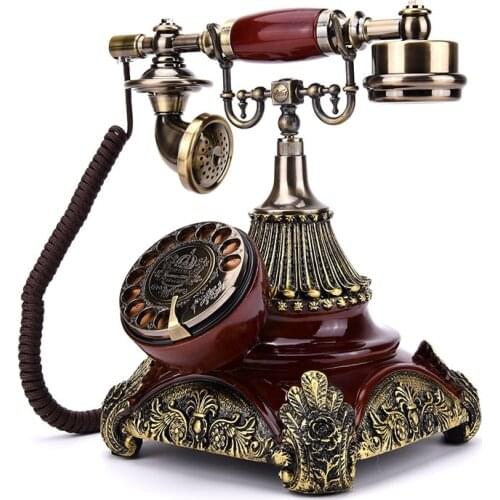 European Fashion Vintage fixed Telephone Swivel Plate Rotary Dial Antique retro Landline Phone Office Home Hotel house resin