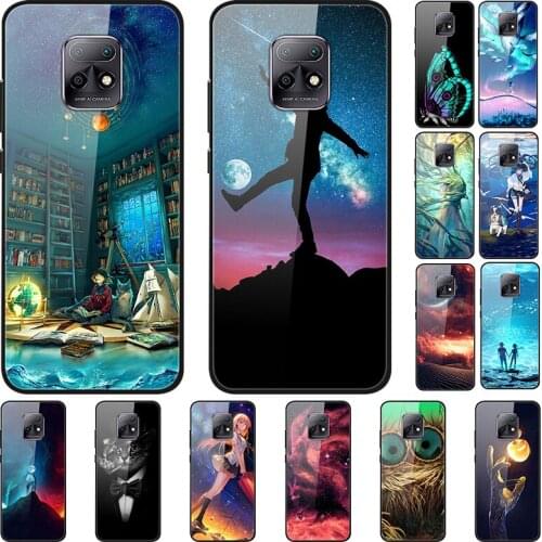 Glass Case For Xiaomi Redmi 10X Phone Case Phone Shell Back Cover With Black Silicone Bumper Series 3