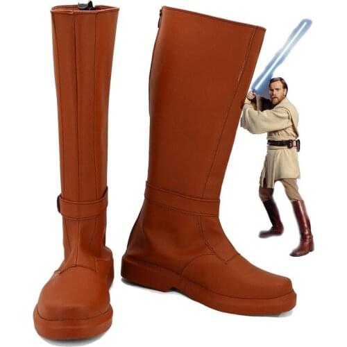 Jedi Knight Obi-Wan Kenobi Cosplay Shoes Red Boots Custom Made