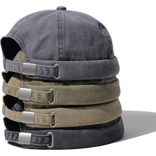 Washed Vintage Visor-Less Cap Retro Summer Beanie Brimless Docker Watch Skull Cap Rolled Cuff Harbour Hat Baseball Cap Men Women