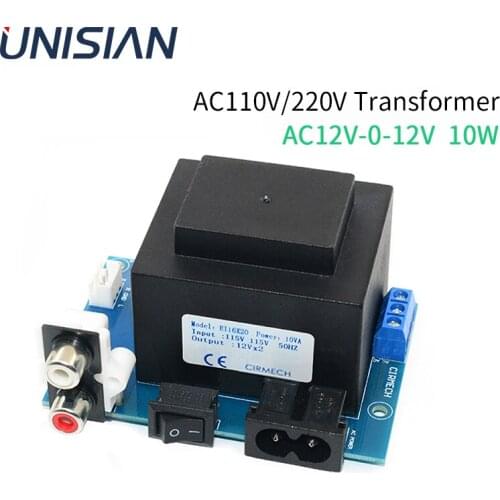 UNISIAN 10W AC12V Sealed Power Transformer AC110V 220V to Double AC12V 10VA High-frequency Power Transformer