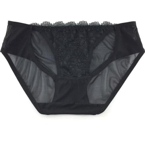 Bud lace shows buttock transparent temptation trig pants lady low waist hollow out clairative appeal underwear 6727