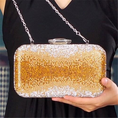 Women Clutch Bags Luxury Crystal Handbags Retro Gold Evening Bag Wedding Bridal Purse Ladies Small Crossbody Shoulder Bags