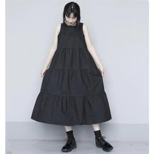 Plus Size Women Summer Dress Cotton Linen Casual Ruffles Sundress Vintage O Neck Sleeveless Party Dress Vestidos Plus Size M-7XL