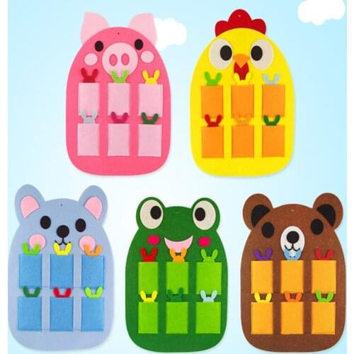 ZYOKRA Pig Cock Frog Bear Animal Design Area Card Felt Bag Kid Awarding Felt Bag For Decoration of Kindergarten, Kids Room