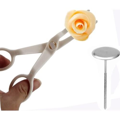 1Set Icing Piping Flower Lifter Scissors+Nail Stand Needle Bake Cake Decorating Cupcake Pastry Tool Scissors Cream Transfer