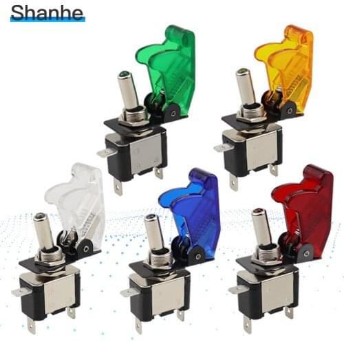 1pc 12V 20A Auto Boat Truck Illuminated Led Toggle Car Switch With Safety Aircraft Flip Up Cover Guard