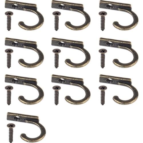 10 PCS Antique Brass Zinc Alloy Bronze Mounted Wall Door key Hangers Hat Coat Bag Robe Hooks Vintage Decorative Small Hangings