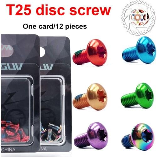 12pcs MTB Bike Disc Brake Rotor Torx Bolts T25 M5x10mm Alloy Steel Screws Colorful Rotor Bolts Bicycle Fixing Accessories