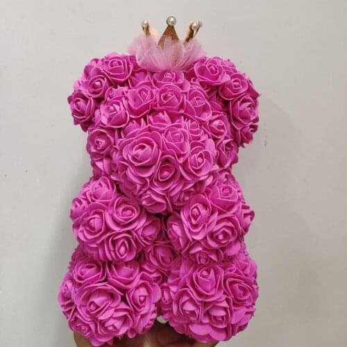 25cm Soap Foam Roses Bear With Crown Teddi Bear In Gift Box