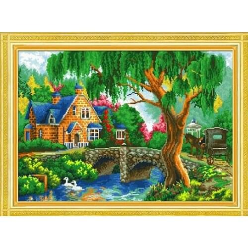 Soft canvas round diamond painting full diamond embroidery mosaic crystal stones beaded cross stitch kits landscape