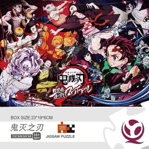 Anime Series Jigsaw Puzzle Demon Slayer Kimetsu No Yaiba Paper 1000 PCS Cartoon Kamado Tanjirou Children Educational Toys Gifts