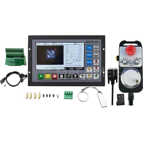 Controlador CNC sin conexión DDCSV3.1, 3/4 ejes, 500KHz, código G, parada de emergencia de 4 ejes, rueda de mano electrónica MPG