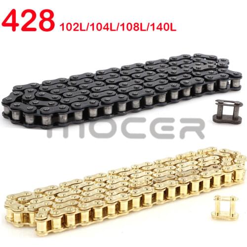 Motorcycle 428 Chain 102L/104L/108/140 Links Fit for 50cc -250cc ATV Quad Pit Dirt Bike Go Kart Metal Motorcycle Accessory