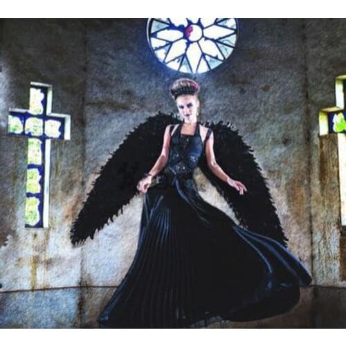 Black Adult Angel Feather Wings Photo Prop Stage Show Halloween Costume Wedding Party Supplies Kid Birthday Gift Decors