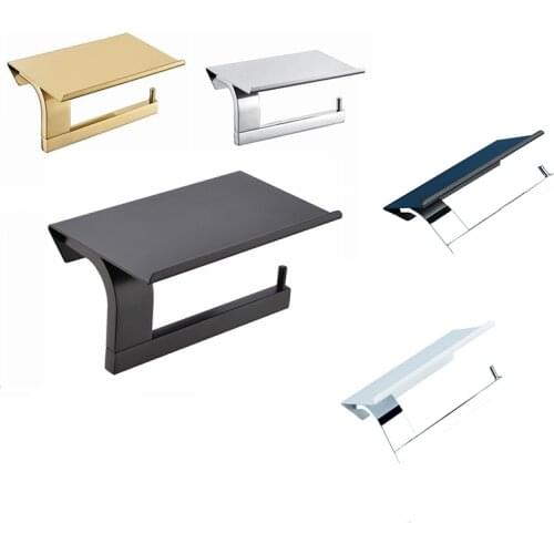 Toilet Paper Holder Wall Mount Tissue Roll Hanger SUS 304 Stainless Steel Phone Platform Bathroom Hardware Set Black Gold silver