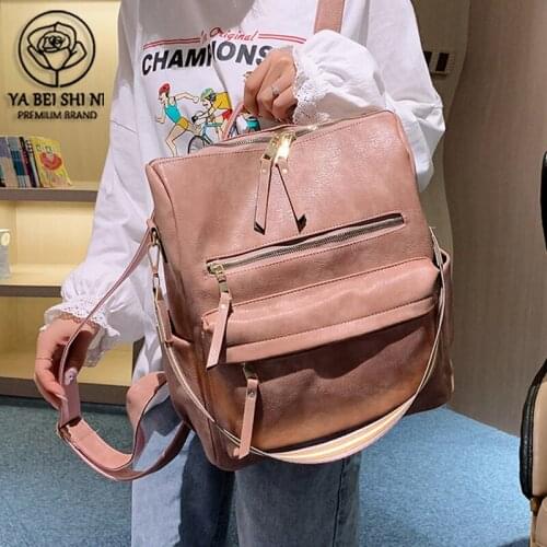 Designer Brand Leather Bags for Women Casual Ladies Backpacks for School Teenagers Girls High Quality Bookbag Travel Bag 2021