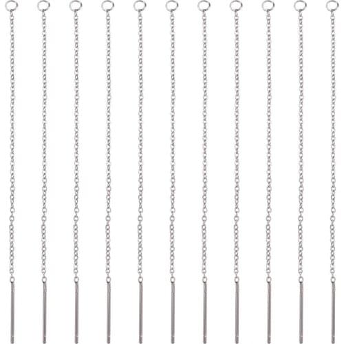 5Pairs 304 Stainless Steel Stud Earring Ear Thread Accessories for Fashion Earring DIY Making,90~94mm long,Stainless Steel Color