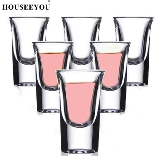 HOUSEEYOU 6 Pcs/set Thule Spirits Shot Glass Bold Bar Club Tumbler Liquor Wedding Wine Glasses Cocktail Pint Bullet Vodka Cups
