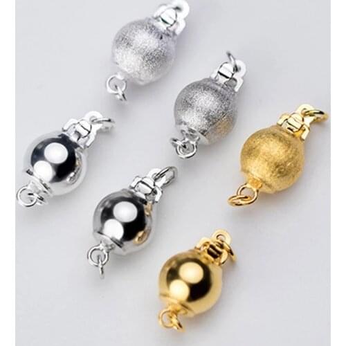 925 Sterling Silver Round Ball Clasp Hooks DIY Jewelry Making 6mm 8mm Bright/Matte Surface Bracelets Necklace Clasp Connectors