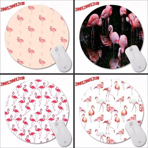 Go Animal Flamingo Prints Computer Gaming Round Mouse Pad Gamer Play Mats Customization Supported Decorate Desk 200*200*2CM