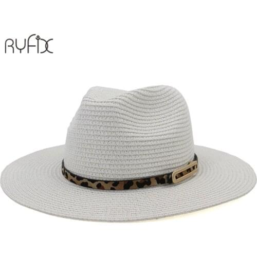 Summer Hats For Women Men wide Brimmed Straw Hat Leopard Belt Buckle Panama Hat Sunhat Chapeau Femme Male Female Jazz HA218