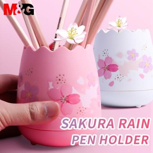M&G Cherry Blossoms Egg Pen Holder Desk Pen Holder Pencil Makeup Storage Box Desktop Organizer School Office Stationery