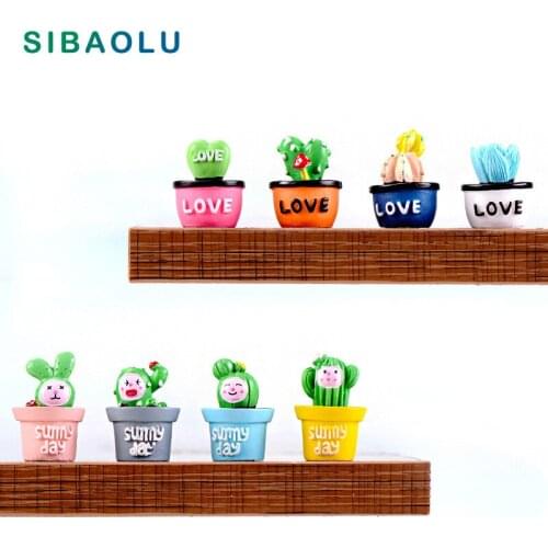 Sunny Love Potted Plant Miniature figures decorative fairy garden cartoon statue Home Desktop Gift Moss ornaments resin craft