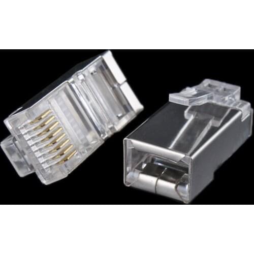 10x Crystal Metal Shield RJ45 Modular Plug RJ-45 8P8C Network Cable Head CAT CAT5E CAT5 Connector #8799