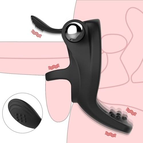 Male Penis Ring Vibrator Delay Ejaculation Vibrating Cock Ring Sex Toys for Couple Chastity Cock Enlargement Prostate Massager