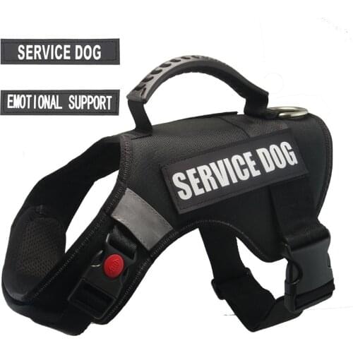 No Pull Service Vest Dog Harness with Soft Handle, Adjustable Padded Soft Vest with 2 Pairs Removable Patches ,Pet Harness
