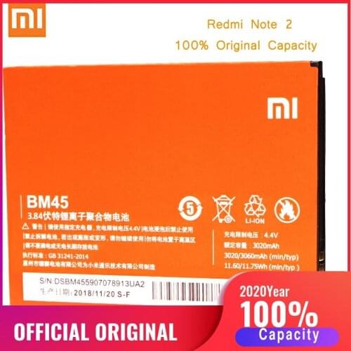 Original Phone Battery for Redmi Note 2 Battery Xiaomi hongmi Note2 BM45 Replacement Batteries hongmi bateria Note2 Battery