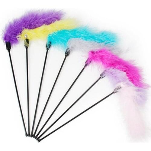 Random Color Feathers Tease Cat Stick Turkey Entertainment Toys Training Interactive Playing Pet Supplies Kitten Funny Tools