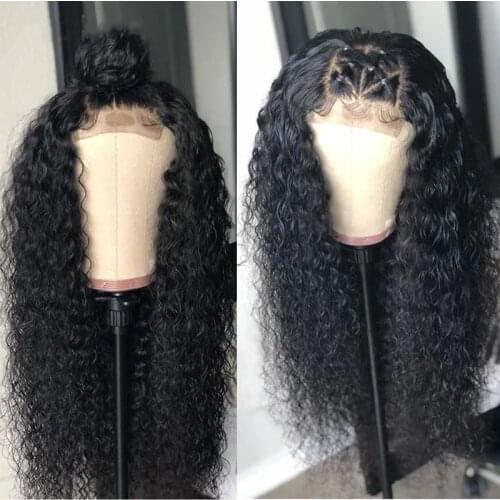 Hairmoda 4X4 Kinky Curly Lace Closure Human Hair Wigs For Women Lace Closure Wig With Baby Hair Natural Color 150% Density