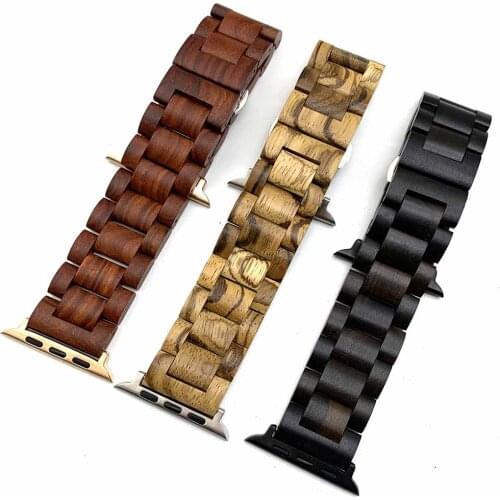 Natural Wood Compatible Band iwatch Band Bracelet Metal Stainless Steel Buckle for Watch Series 4 Series 3 Series 2 Series 1