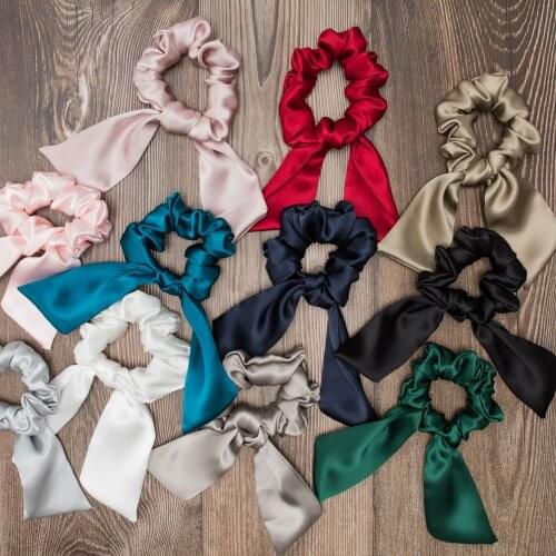 High Quality Pure Silk Scrunchie Ropes Bands Hair Elastic Ponytail Hair Ties For Women Girls Hair Accessories Scrunchie Headband