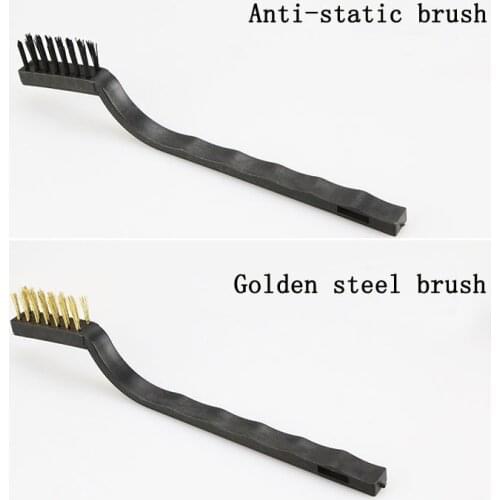 3 in1 brush steel brush ss-046 Gold/Silver/Anti-static Steel Cleaning brush dust removal mobile phone repair tools Maintenance