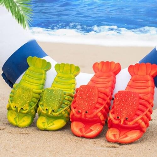 Funny Lobster Slippers For Home Indoor Shoes Children Summer Beach Shoes Girls Boys Slides Soft Child Fluffy Animal Slippers