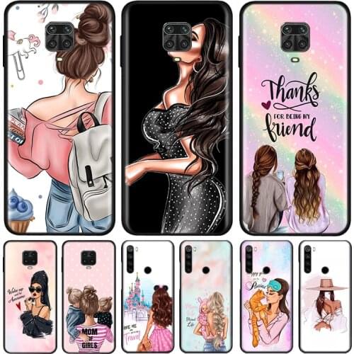 Cute Baby Mom Girls Silicone TPU Cover For Xiaomi Redmi Note 9 9C 9A 9i 9T 9S 8 8T 7 6 5 5A 4 4X Pro Max Phone Case