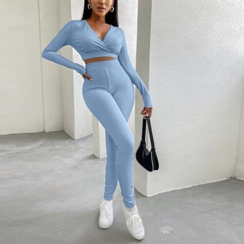 Autumn 2 Two Piece Sets Tracksuit Womens Outfits Long Sleeve Crop Top Pants Sets Sweat suits Women Matching Sets