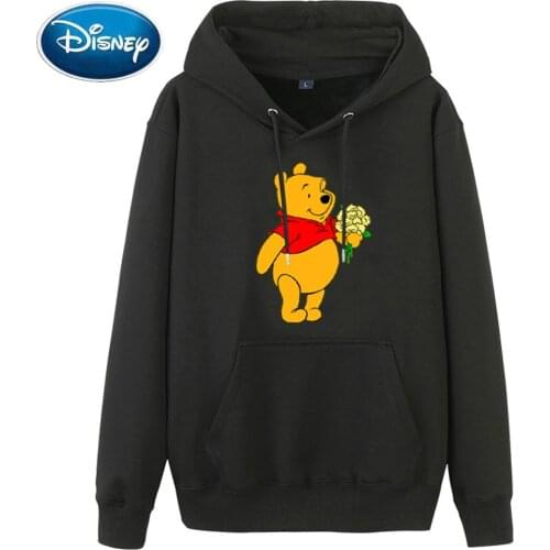 Disney Sweatshirt Winnie the Pooh Bear Floral Cartoon Print Hoodie Pullover Long Sleeve Pocket Couples Unisex Sweatshirt 8 Color