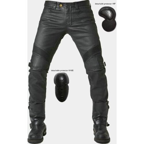 High-Quality Beef Tendon Leather Pants Buckle Overalls Motorcycle Leggings Motorcycle Riding Pants Protective Pants