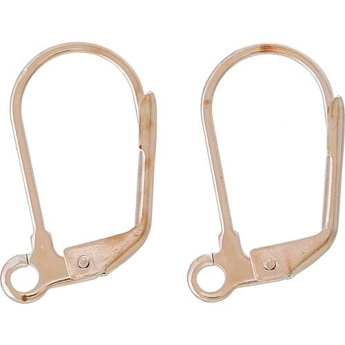8SEASONS Earring Clip Findings rose gold color Lever Back With Loop 18mm x 11mm( 6/8" x 3/8"),25 Pairs (B37422)