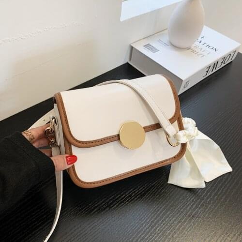 Ladies hit color small square bag fashion messenger bag silk scarf female bag chain bag small bag casual shoulder bag