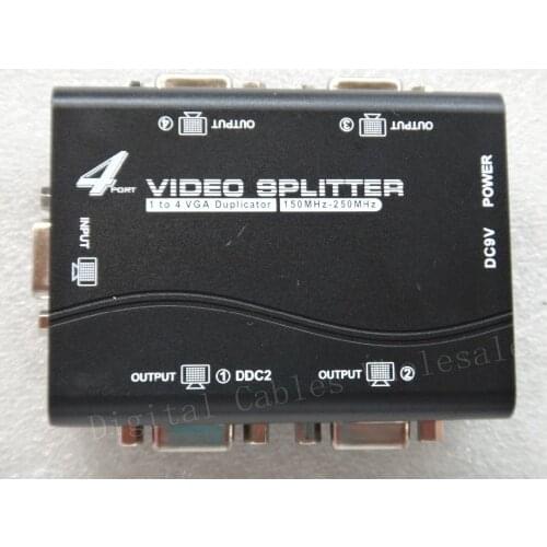 1 to 4 ports VGA video splitter duplicator 1-in-4-out 250MHz device cascadedable Boots Video Signals 65m 1920*1440