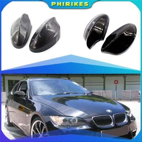 1 Pair Rear View Mirror Cover Caps for BMW E90 E91 325I 328I 330I Sedan 2005-2008 Gloss Black Side Mirror Covers